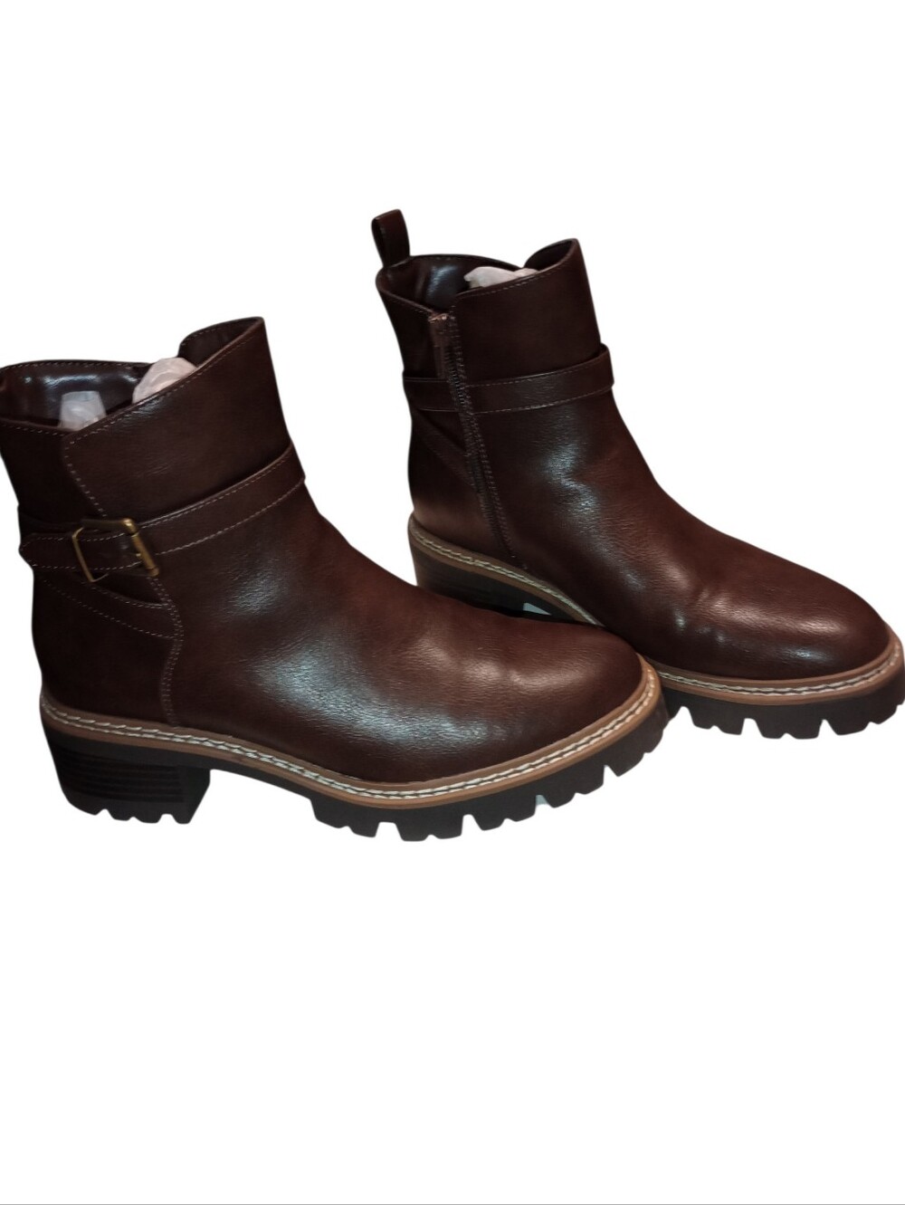 St John's Bay Women's Brown Leather Ankle Boots, Size 8, NIB, NWT